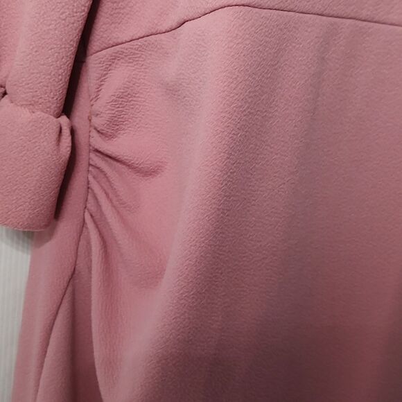 Maternity Boohoo Mauve Desert Rose  Curve Hem Ruffle Shift Dress Sz 10 NWOT - Picture 5 of 8